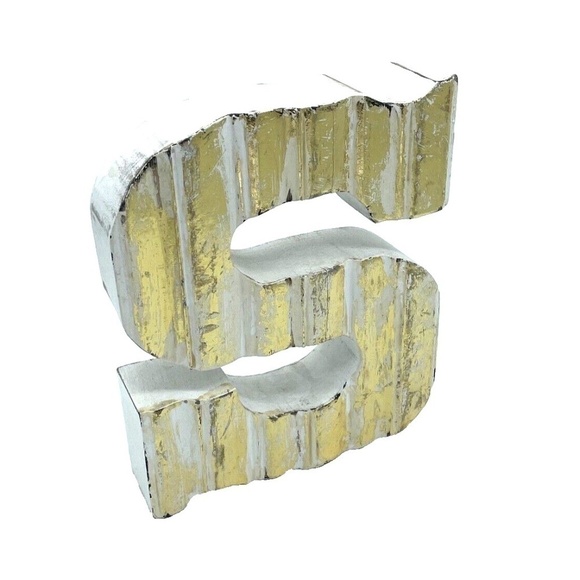 Decorative Wooden "S" with gold/white detailing - Picture 1 of 5